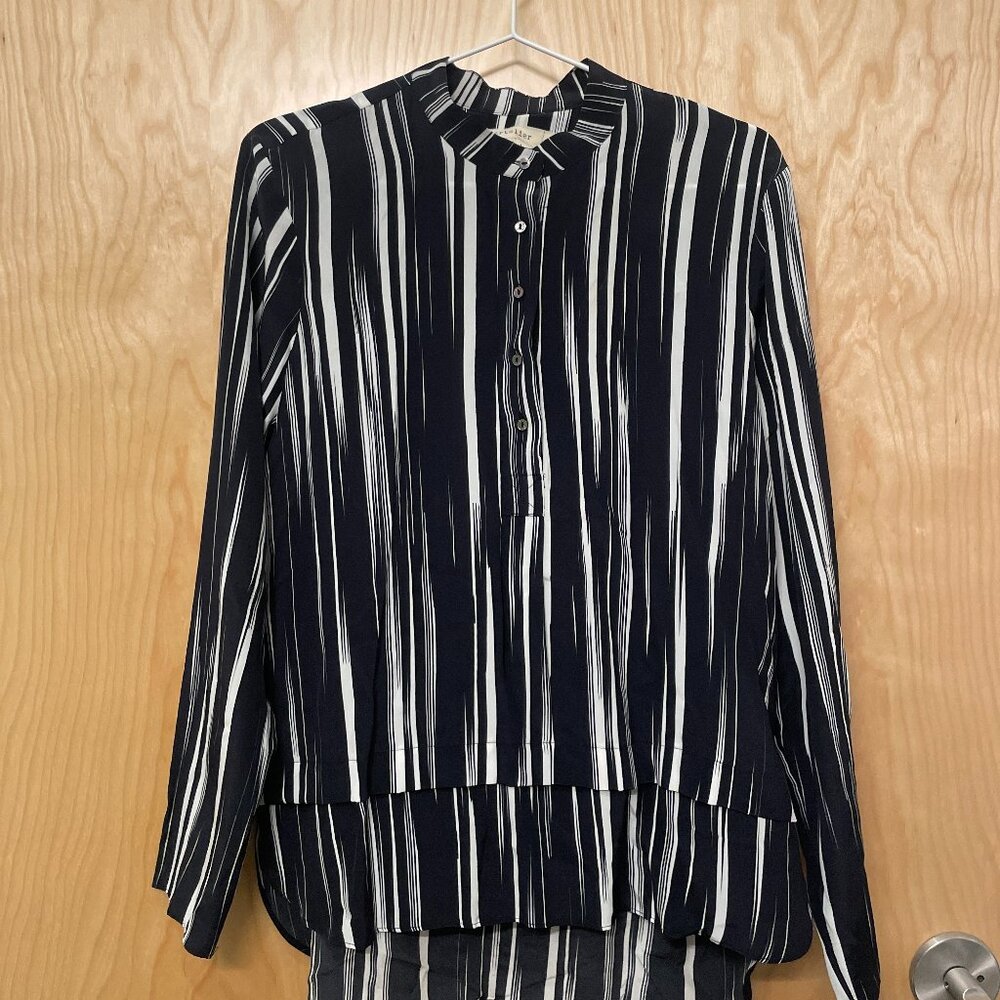 Atelier Nicole Miller Black & White Silk Blouse Size S
